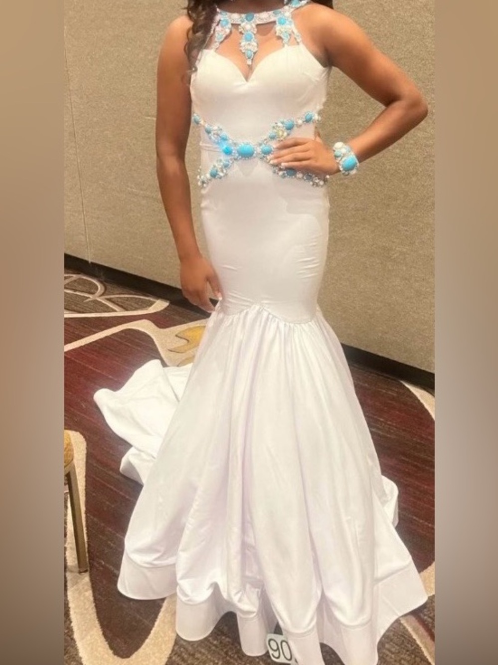 Custom White Mermaid-Style Gown.